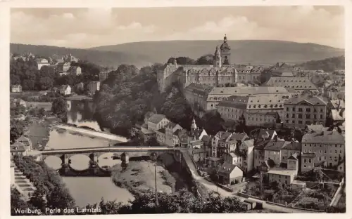 A186 Deutschland Weilburg Perle des Lahntals Brücke Vintage Postkarte