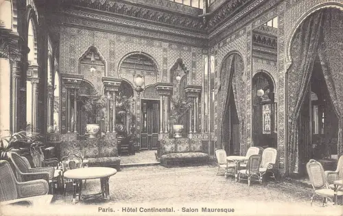 A009 Frankreich Paris Hotel Continental Interior Salon Maureske Stühle Postkarte