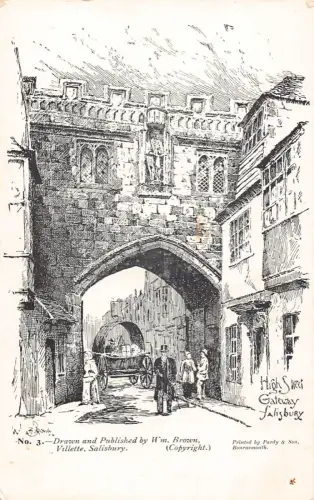 A771 England Salisbury High Street Gateway Kunst von Wm Brown Vintage Postkarte