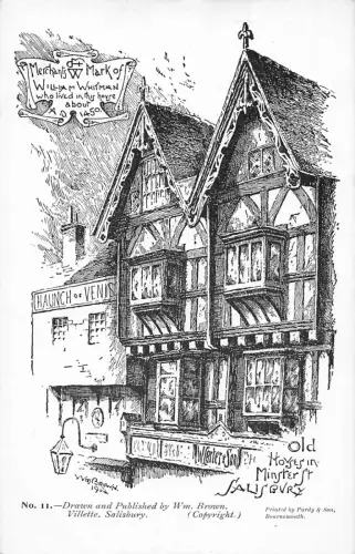 A771 England Salisbury alte Häuser in Minster St von Wm Brown Vintage Postkarte