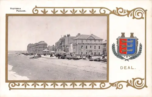 A786 England Deal Wappen Victoria Parade Passepartout Hotel Postkarte
