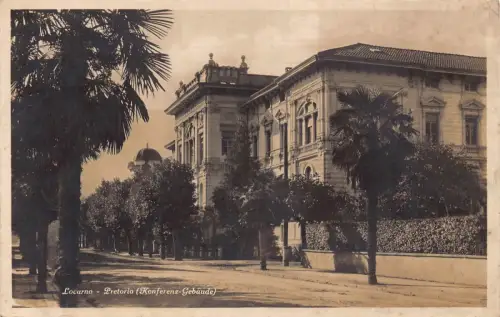 Schweiz Locarno Pretorio Konferenz Gebaeude RPPC Postkarte B909
