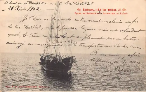 Russland Ein Boot auf dem Baikalsee 1902 alte Postkarte B910