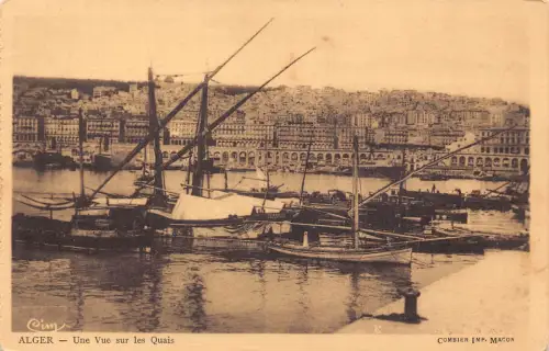 B063 Algerien Algier Une Vue sur les Quais Kai Boote Vintage Postkarte