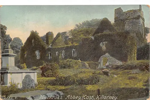 B064 Irland Killarney Muckross Abbey East Vintage Postkarte