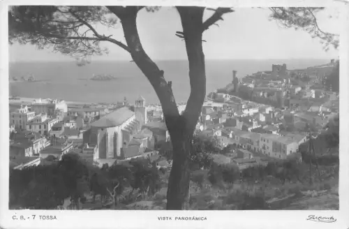 B067 Spanien Tossa Panorama RPPC Vintage Postkarte
