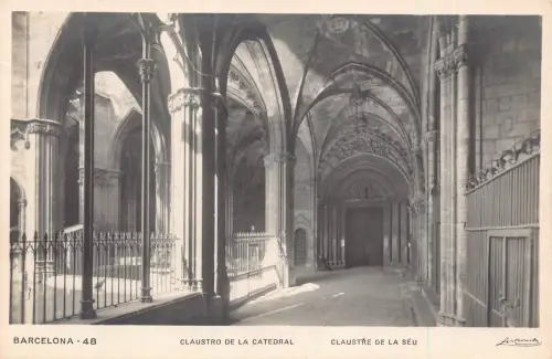 B067 Spanien Barcelona Claustro de la Catedral Kathedrale RPPC Vintage Postkarte