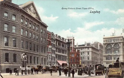 B056 England 1904 London Queen Victoria Street Times Office Vintage Postkarte
