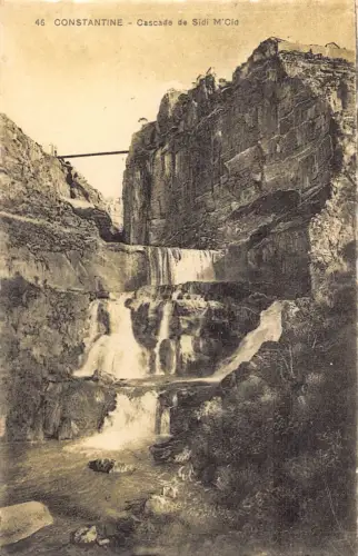 B063 Algerien Constantine Cascade de Sidi M'Cid Wasserfall Vintage Postkarte