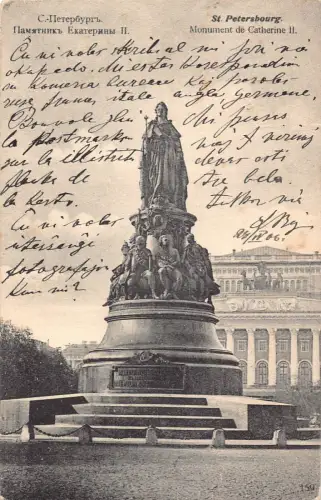 B059 Russland St. Petersburger Denkmal der Zarin Katharina II der Großen Postkarte