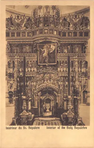 B066 Israel Jerusalem Inneres des Heiligen Grabes Vintage Postkarte