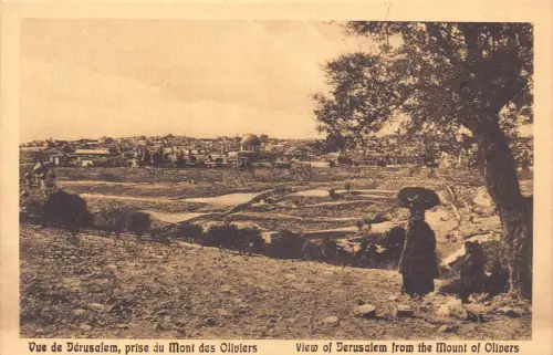B066 Israel Blick auf Jerusalem vom Ölberg Vintage Postkarte