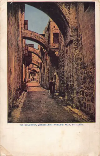 B066 Israel Jerusalem Via Dolorosa Vintage Postkarte