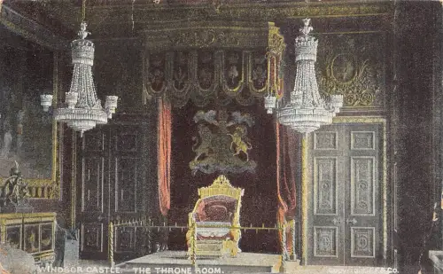 B065 England 1906 Windsor Castle Thronsaal Vintage Postkarte