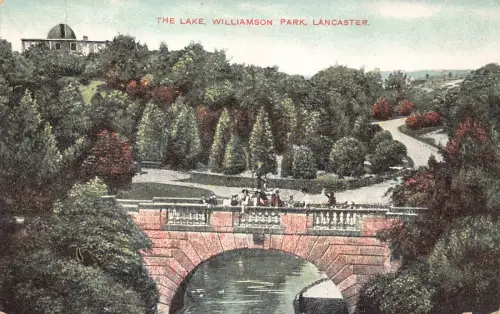 B065 England Lake Williamson Park Lancaster Vintage Postkarte