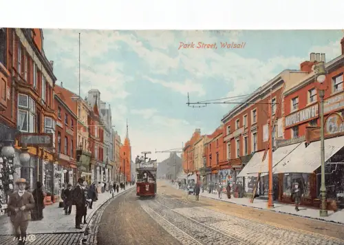 B055 England Park Street Walsall Maibaum Tagebuch Co Straßenbahn Vintage Postkarte