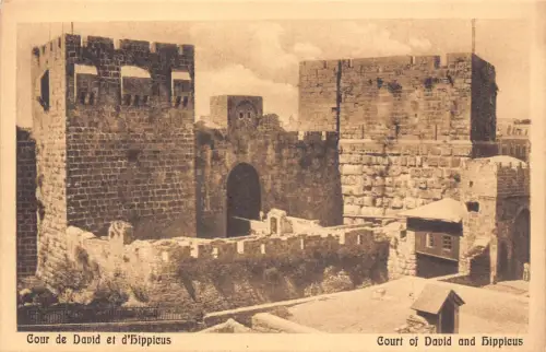 B066 Israel Hof Davids und Hippikus alte Postkarte
