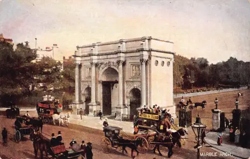 A789 England London Doppeldeckerwagen The Marble Arch Vintage Postkarte