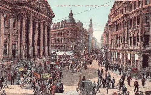 A789 England London Cheapside Doppeldecker Nestles Milch Werbe Postkarte