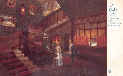 A789 England Rochester Staircase The Bull Inn Vintage Postkarte