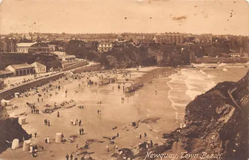 A790 England Newquay 1921 Town Beach Vintage Postkarte