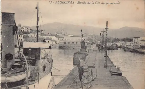 A794 Spanien Algeciras Muelle de Cla de ferrocarril Dampfschiff Pier Postkarte