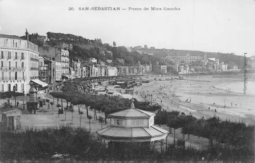 A795 Spanien San Sebastian Paseo de Mira Concha Strand Vintage Postkarte