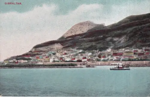 A796 Gibraltar Gesamtansicht Dampfschiff Vintage Postkarte