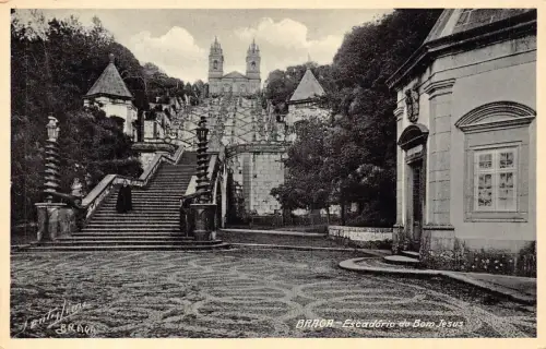 A802 Portugal Braga Escadorio do Bom Jesus Vintage Postkarte