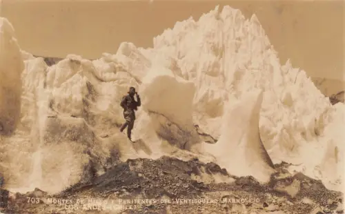 A802 Chile Los Andes Bergsteiger Montes Hielo Penit Ventisquero RPPC Postkarte