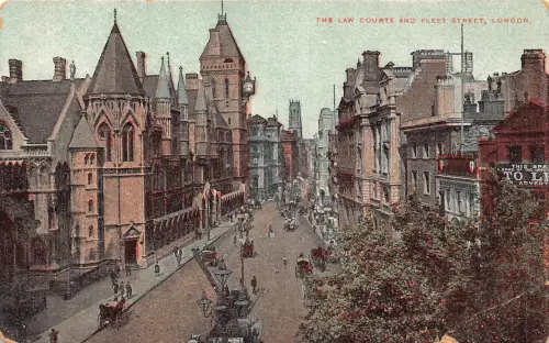 A802 England Law Courts and Fleet Street London Vintage Postkarte