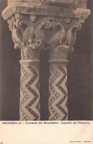 A803 Italien Monreale Convento dei benedettini Capitelli Chiostro Postkarte