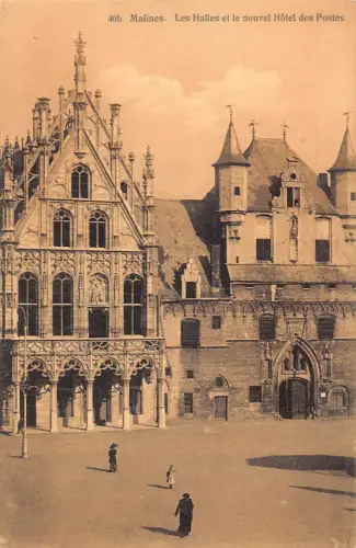 A802 Belgien Malines Mechelen Halles Hotel des Postes Post Post Post Postkarte