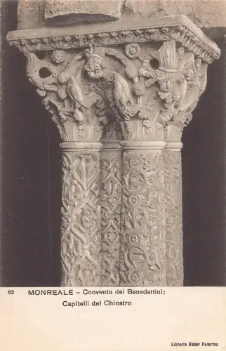 A803 Italien Monreale Convento dei benedettini Capitelli dl Chiostro AK