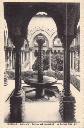 A804 Italien Monreale Cattedrale Chiostro dei Benedettini Brunnen Postkarte