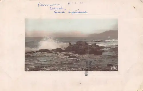 A818 Frankreich 1910 Meereslandschaft Wellen Felsen Passepartout Oissel AK