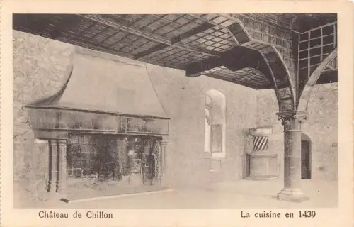 A810 Schweiz Chateau de Chillon Cuisine en 1439 Küchenschloss Postkarte