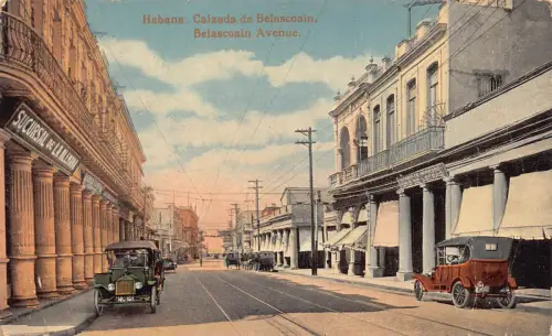 A813 Kuba Habana Havanna Belascoain Avenue Autos Sucursal de Alemana Postkarte