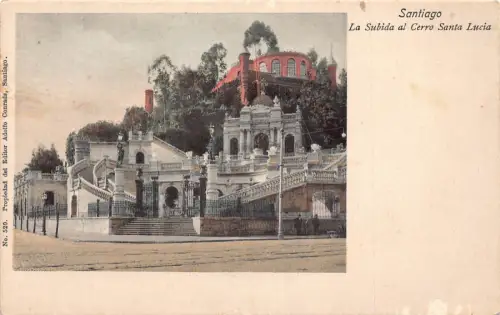 A813 Chile Santiago Subida al Cerro Santa Lucia Vintage Postkarte