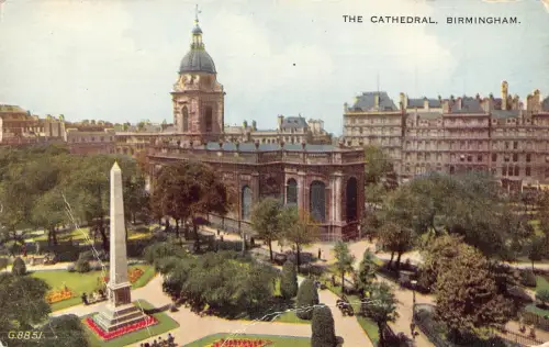 L247 England 1951 Cathedral Birmingham Vintage Postkarte