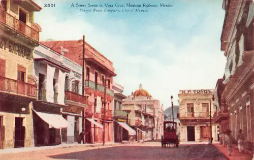 A814 Mexiko Straßenszene in Vera Cruz HF Tunon Exchange Vintage Postkarte
