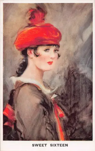 L531 Glamour Lady Hat sweet sixteen von Baribal Vintage Postkarte