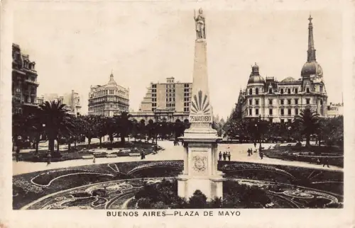 A815 Argentinien Buenos Aires Plaza de Mayo Platz RPPC Vintage Postkarte