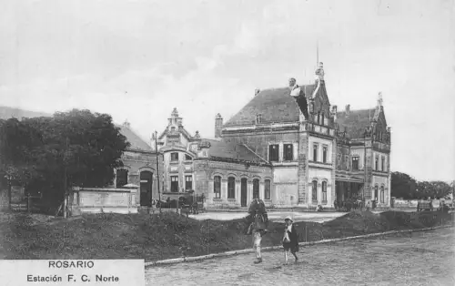 A815 Argentinien Rosario Estacion FC Norte Bahnhof Vintage Postkarte