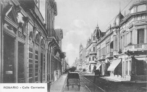 A815 Argentinien Rosario Calle Corrientes Straße Vintage Postkarte