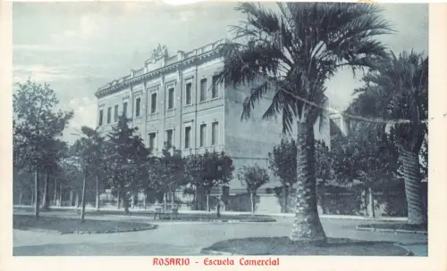 A815 Argentinien Rosario Escuela Handelsschule Vintage Postkarte