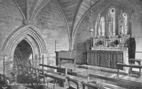 L247 England Lichfield St Chads Kapelle Innenraum Vintage Postkarte