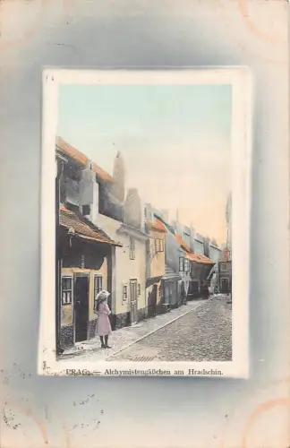 B079 Tschechien Prag Passepartout 1915 Alchymistengaesschen am Hradschin AK