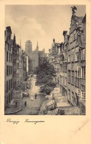 B079 Polen Danzig Danzig Frauengasse Straße Vintage Postkarte