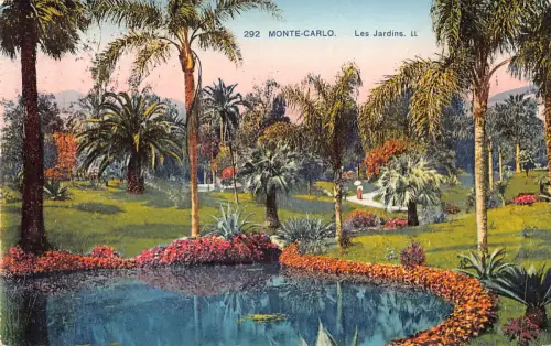 B070 Monaco Monte Carlo Jardins Gärten See Vintage Postkarte